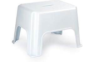 Acan Tradineur - Taburete Rectangular de plástico, Modelo Pocket, Asiento Antideslizante de 31,5 x 23,5 cm, escalón, reposapiés, peldaño Ligero, baño, Fabricado en España (Blanco - 28,5 x 40 x 32 cm)