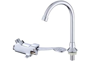 LAZMIN112 Lazmin G1 / 2 "Kupfer Fußboden Fuß Pedal Becken Wasserhahn, Badezimmer Labor Medizinisch Heiß Kalt Pedal Wasserhahn