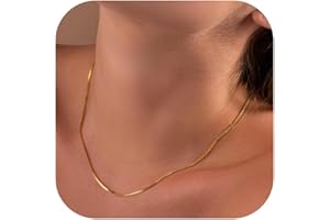 BodyBonita Collana a Catena in Oro - Collana Girocollo con Chiusura in Argento Sterling 925 placcata in Oro 14K, 14/16/18/20 Pollici, Collana a Spina di Pesce con Catena Figaro Sottile