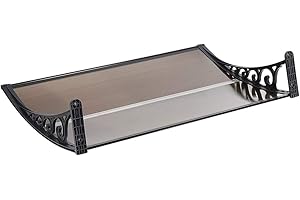 HUOLE Auvent de Porte, Auvent fenêtre Blanche Pluie Neige abri Avant Porche Ombre extérieure Toit terrasse,Entrée Marquise Solaire Porte Anti-Soleil Protection (100 * 150 cm-Marron)