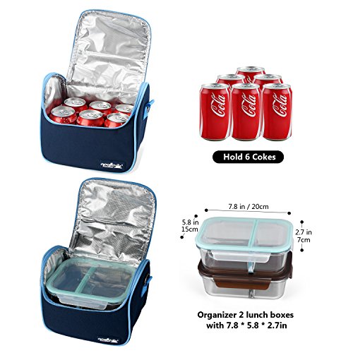 DCCN Outdoor Kühltasche Isolierte Mittagessen Tasche Kleine Wickeltasche mit 2 Abnehmbaren Netztaschen und Schultergurt - 6