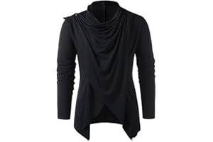 YAODAMAI T-Shirt Uomo Tinta Unita Collo Alto T-Shirt Lunga Uomo Fashion Design Cardigan Tinta Unita