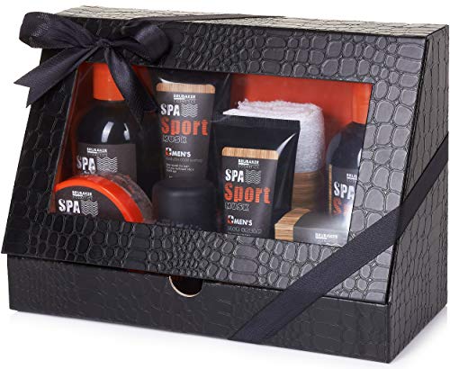 BRUBAKER Cosmetics Set di Cura per Gli Uomini Spa Sport 8 Parti con Gel Doccia, Shampoo, Deodorante, Crema per Il Viso, Peeling, Lozione per Il Corpo, Sapone