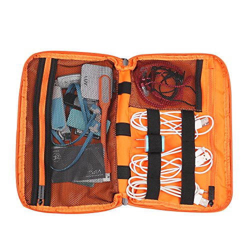BUBM Organizer Tragetasche USB-Speicherstick Karte mit Großem Verstauen Bewahrungstasche für Elektronische Zubehöre Reise Organisasor Tasche mit Griff (Groß, Grau) - 6