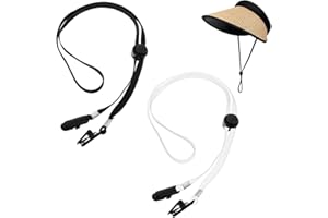 DIFLAX 2 Pièces Clips réglables pour sangle de chapeau, Coupe-Vent Attache Casquette Anti-Perte pour Pêche, cordon de menton amovible, anti-perte, coupe-vent, pour Pêche, Randonnée, Camping, Voyages