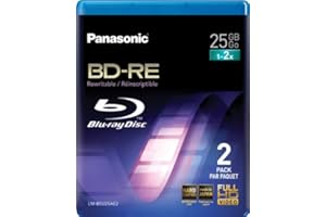 Panasonic LM-BEU25AE2 25GB Rewritable Blu-ray Media 1-2xSpeed Video Box -2 per Pack