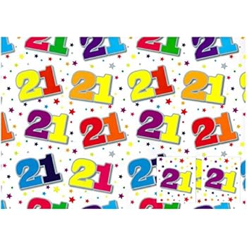 21st Birthday Wrapping Paper, 2 Sheets and 1 Matching Tag: Amazon.co.uk ...