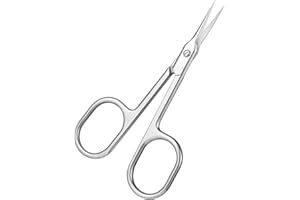 AFHGDJR Nagelhautschere Extra Fein mit Gebogener Spitze,Professionelle Runder Griff,9,5 cmHautschere Extra Fein Testsieger Scharf aus Edelstahl, von Nagelhaut, Augenbrauen und Wimpern, Silber