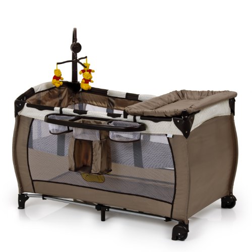 Disney Baby Pooh Doodle Babycenter Travel Cot - Brown