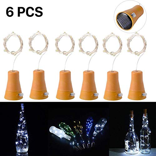 6pcs 10 led solar botella de vino de corcho luz de hadas con cable de cobre de 1 m forma de la lámpara de la barra para la botella de bricolaje