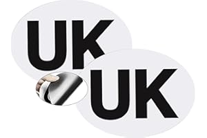 GLOBAL BIGO 2x UK Magnetic Car Stickers A+++ for Europe, Fully Magnetic Travel UK Stickers for European Roads. Pack of 2 Self Adhesive Magnet Plate for car, van. Strong, Durable. Easy to Attach and Remove