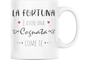 Vulfire Tazza in ceramica con dedica fortuna una Cognata come te, Regalo Festa dei cognati, Idee Regalo Cognata, Colazione caffè (Cognata, ceramica)