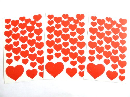 Red Heart Stickers - Kids / Childrens Labels for party bags , scrap books , card making or notebook decoration by Minilabel