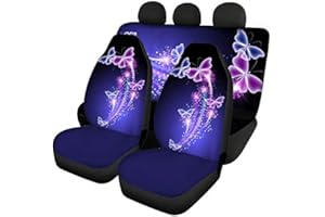 ‎CHAQLIN chaqlin Universal 2er Pack Butterfly Car Vordersitzbezüge +2 Stück Rücksitzschutz Split Bankbezug mit Galaxy Butterfly Pattern Haustier Hundesitzmatten Autozubehör Damen Geschenke