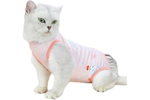 Anlitent Cat Professional Recovery Suit With Anti Licking for Abdominal Wounds, Indoor Clothing Cat E-Collar Alternative for Cats After Surgery, Period of Medication Pink Girls Cute