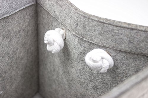 Hochwertige Aufbewahrungsbox von Luxflair® aus edlem Filz in graumeliert mit hochwertigen Seil-Griffen (+ weitere Farben). Länge 45cm, Breite 25cm, Höhe 23cm. Große maritime Ordnungsbox, Regalbox, Einkaufsbox, Filzkorb, Filztasche, Kaminholzbox, Zeitungskorb. Besonders pflegeleicht: waschbar bei 30° - 4