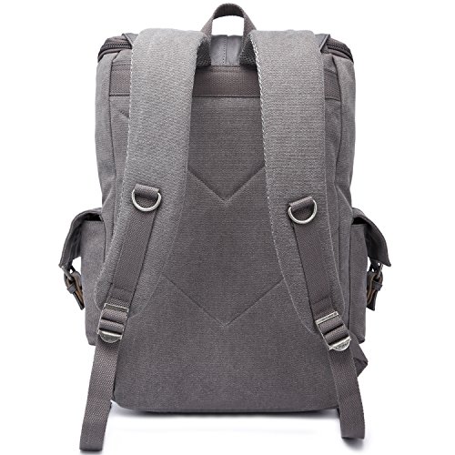 KAUKKO Damen Herren Segeltuch Rucksack Laptop Rucksäcke für Reisen Wandern - 5