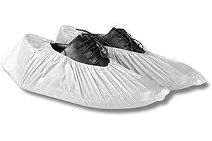 HYGIENICAL BETRIEBSBEDARF Farbige Einweg-Überschuhe – CPE Schuhüberzieher, wasserdichter Schutz für Schuhsohlen, extra starke 40my Galoschen, Weiß, 100 Stück