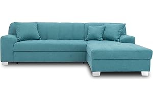 ‎DOMO. COLLECTION DOMO. collection Ecksofa Capri, Sofa in L-Form, Couch, Polsterecke, Eckcouch, Sofa-Garnitur, Longchair rechts 239 x 152 x 75 cm (BxTxH), türkis