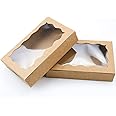 JENERY 30 PCS Bakery Boxes With Clear Window, Dessert Packaging Box, Food Packaging Box For Candy, Chocolate, Dessert, Bread, Cake, Egg Tart (7 * 4.3 * 1.5 Inch)