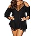 Produktbild MOIKA Damen Nachtwäsche, New Plus Size Women Sexy Underwear Babydoll Sleepwear Lingerie G-String Set Nachtwäsche Kleid Dessous Unterwäsche für Damen mit Panties(L2,Schwarz)