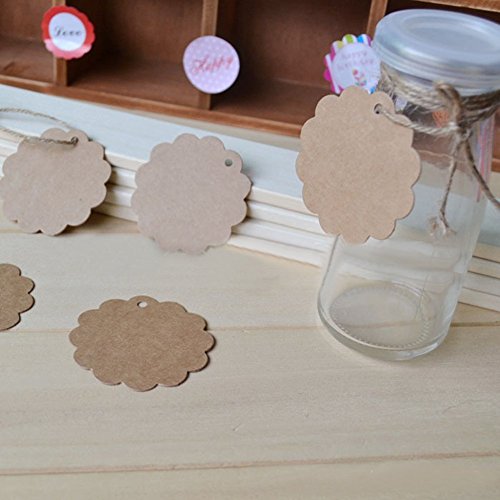 Lucky Will Rund Kraft Papier Tag Geschenkanhänger Hängeetiketten Geschenk Anhänger Papieranhänger mit Jute Twines 50 Stück - 2