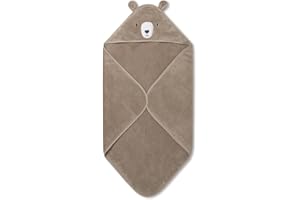 MORI Unisex Hooded Bear Towel Taupe Organic Cotton Absorbent Quick Drying Lightweight 100x88cm for Infants Durable Comfortable Blanket Ideal for Bathing Home or Travel