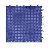 Materiales: Polipropileno. Suelo flotante plastico para jardín exterior deportes Baloncesto Piscina 25x25x1.25cm 16 piezas / 1m2 - suelo plastico rejilla (Baldosas 25x25cm 16 piezas/1m2 azul)