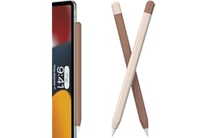 FAFALITHIC Lot de 2 Coque Pencil en Silicone Compatible avec Apple Pencil Pro & Apple Pencil 2ème Génération, Supporte la Charge Magnétique et Double Tap (Brun + Blanc Cassé)