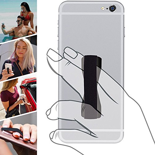 LoveHandle Cell Phone / Mobile Phone Grip Holds Device with just a Finger - Ultra Slim Pocket Friendly Love Handle Finger Grip For iPhone / Mini / Tablet / Samsung / Huawei / All Phones - Grip it Securely For Texting, Photos and Selfies (BLACK)