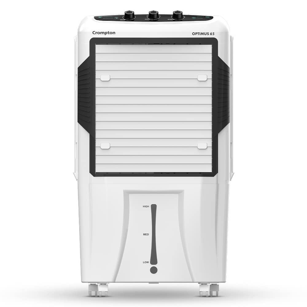 Crompton Optimus Desert Air Cooler- 65L; with 18” Fan, Everlast Pump, Large & Easy Clean Ice Chamber, Humidity Control; White