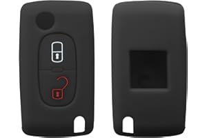 kwmobile Accessoire clé de Voiture Compatible avec Peugeot Citroen Clef de Voiture 2-Bouton - Coque en Silicone Souple pour Clef de Voiture Noir