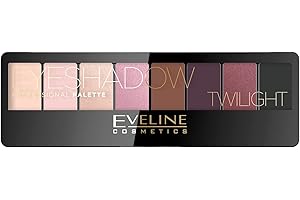 Eveline Cosmetics Eyeshadow Professional Professional Eyeshadow Palette - 8 Shades Twilight | Versatile Makeup for Day and Night | Includes Dual-Sided Applicator