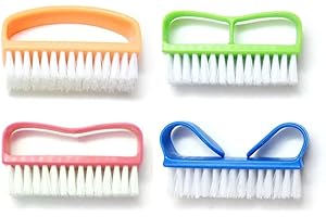 MNVD Nail Brush Scrubbing Cleaning Brush Fingernail Brush Cleaner Plastic Handle Brush with Soft Bristles Hand Wash Brushes For Toes And Nails Men Women Assorted Colors (Pack Of 4)