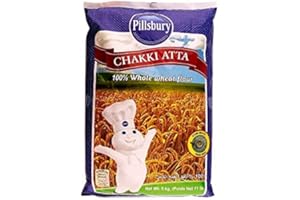 RED RICKSHAW Pillsbury Chakki Atta | Harina de Trigo Integral 100% | Llena de Fibra | Haz Rotis y Chappatis | Harina Tradicional de la India | Nutritiva | Vegetariana | Bolsa de 5 kg