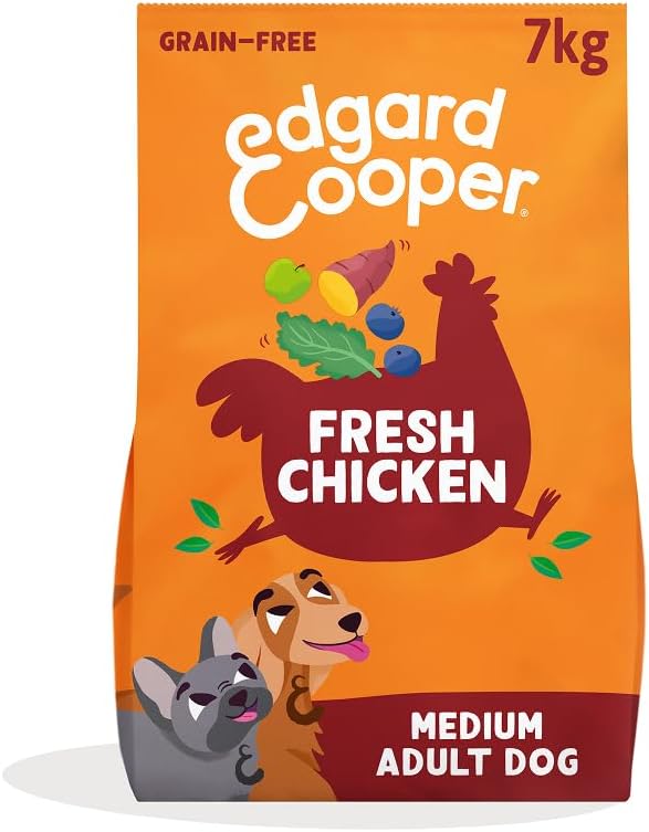 Edgard & Cooper Croquettes pour chien adulte sans céréales Grand sac – 7 kg de poulet – Viande fraîche savoureuse de haute qualité, ingrédients sains et naturels