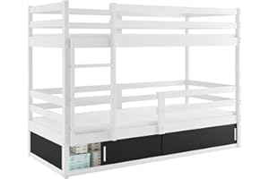 ‎INTERBEDS Interbeds Etagenbett Bingo 190x80cm aus Kiefernholz mit Varianten mit Lattenroste und Matratzen (weiß)