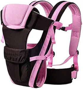 Moms Pride Adjustable Hands-Free 4-In-1/baby Carry Bags/Baby sefty Belt/Kid Carry Bag/Baby Sling/Back Baby Carrier/Front Carrier for babykids Carrier Belt/Buckle Straps (Pink)