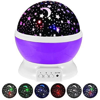 GRDE® Galaxy Constellation Table Veilleuse - 4 couleurs Vives avec 360 Projection Degré Moon Star et Rotation - Bébé Enfants Chambre et Nursery
