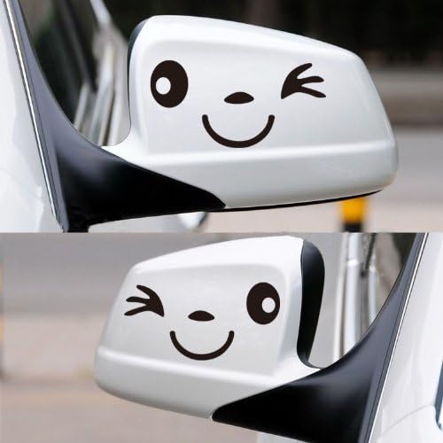 Kelaina 1 Pair Smiling Sign Car Wing Door Mirror Stickers Auto Decal (Black)