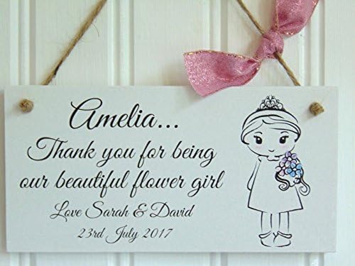 Personalised Handmade Wedding Favour Plaque .. Thank You Flower Girl Gift Bridesmaid