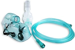 ALL4US® Kit ricambi per aerosol universale per adulti con maschera, ampolla, fascia elastica, tubo da 2.1 metri per inalazione, filtro ed accessori per nebulizzatore, compatibile con tutte le marche.