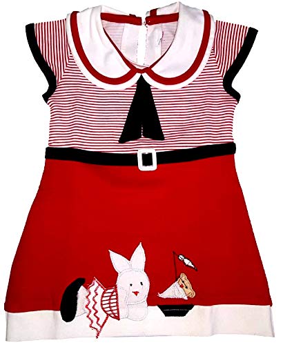 Little Panda Baby Girls Frock Dress for Kids & Infants (Red, 5-6 Years)