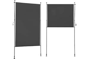 BelleMax Senkrechtmarkise Balkon außen ohne Bohren, 200x310cm Vertikalmarkise Balkonrollo Außenrollo Mit Kurbel, Markise für Terrasse, Sichtschutz Sonnenschutz Windschutz und Wasserfest Dunkelgrau