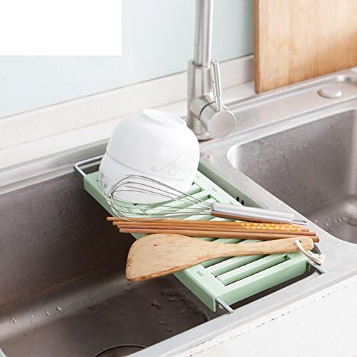 Plastic dish rack,Cup drain rack retractable kitchen sink shelves fruit tableware finishing shelves-B diameter49cm(19inch)