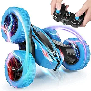 JSKB Enterprise Double Sided 360 Degree Remote Control Stunt Car Racing Unbreakable Flashing car with Cool Light Rechargeable Tumbling Toys for Kids RC Cars Toys Gifts for Kids [Premium Edition]