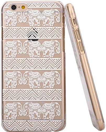 Jinhoo(TM) Fashion White Little Elephant Plastic Floral Paisley Tribal Printed Pattern Flower Cover Case for Apple iPhone6 4.7"