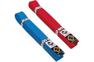 BUDO NORD Cintura Karate Competizione Cotone WKF, Rossa/Blu