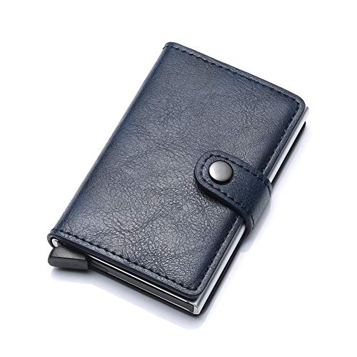 Preisvergleich Produktbild FeiyanfyQ Visitenkartenetui, aus Kunstleder, mit Anti-Steal, einfarbig saphirblau