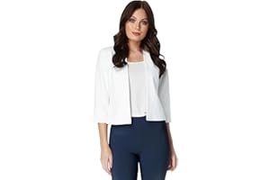 Roman Originals Bolero Jacket for Women UK Ladies Shrug Tailored Rochette Suit Blazer Formal Wedding Guests Crepe Crop Stretch Smart Cover Up Office Work Slim Edge to Edge